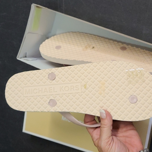 Nitb Michael Kors signature ballet pink MK logo jelly flip-flop - Picture 2 of 5